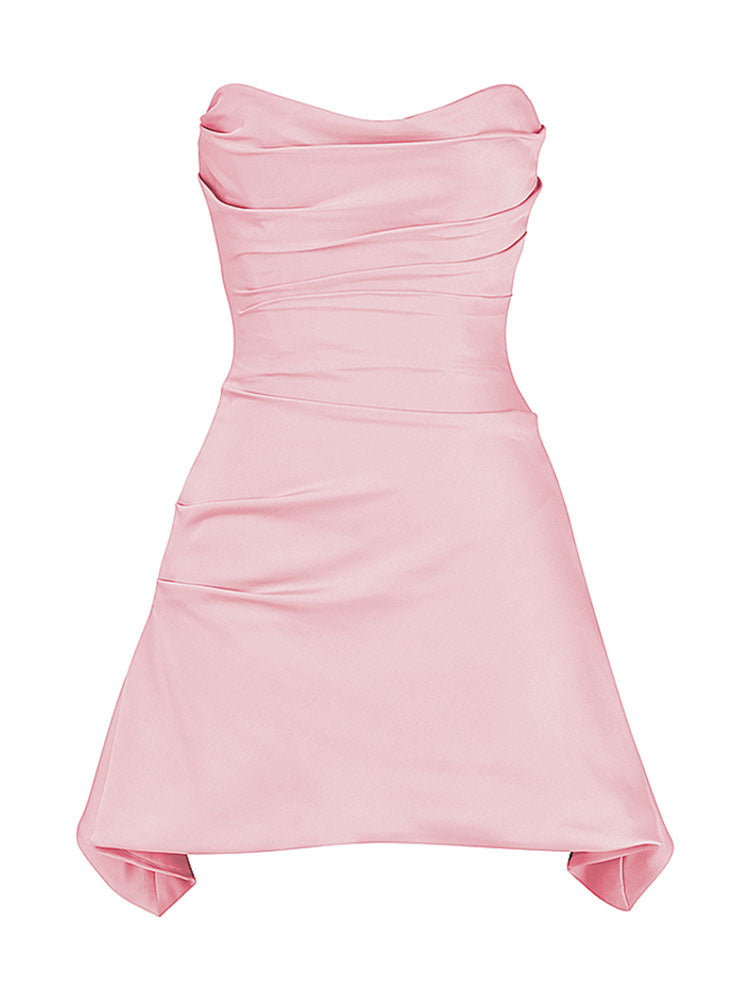 Strapless Ruched Draped Mini Party Dress