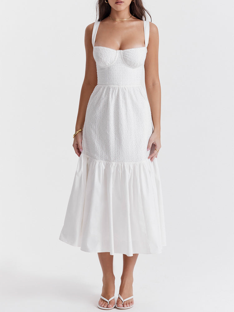 Vintage Sweetheart Neck Cotton Midi Sundress