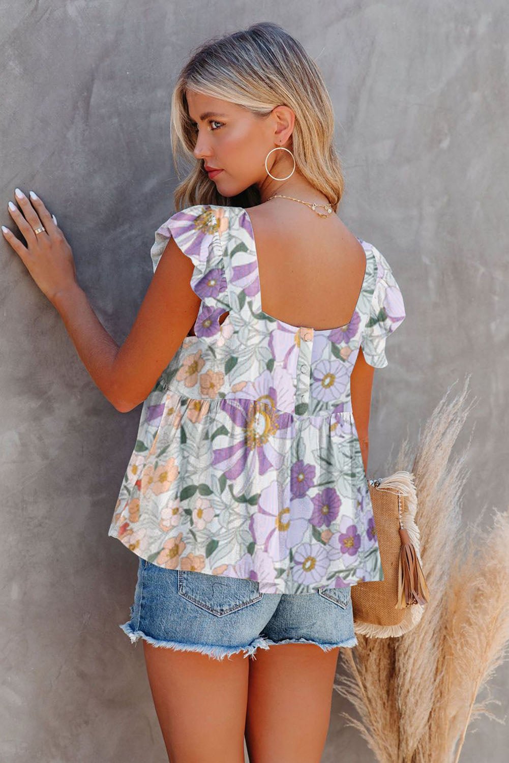 White Ruffled Tank Floral Dress