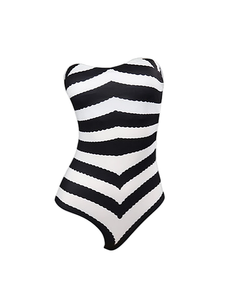 Barbie Vintage Swimsuit One Piece stripe Strapless Bikini