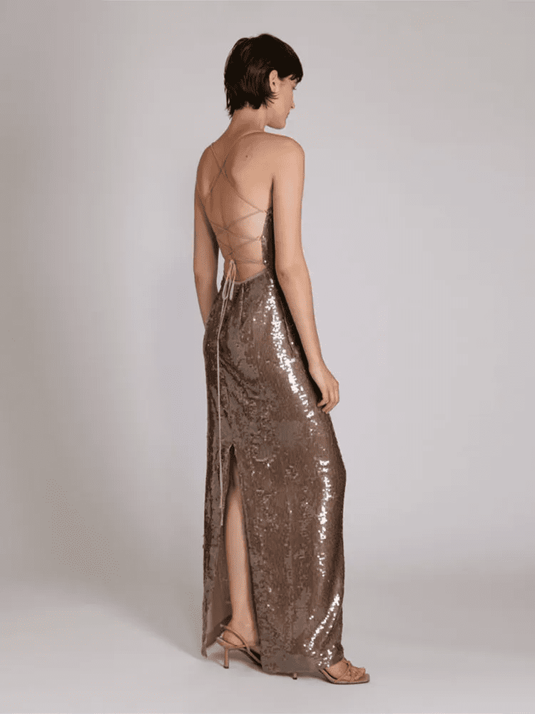 Backless Lace-up Slim Long Dress