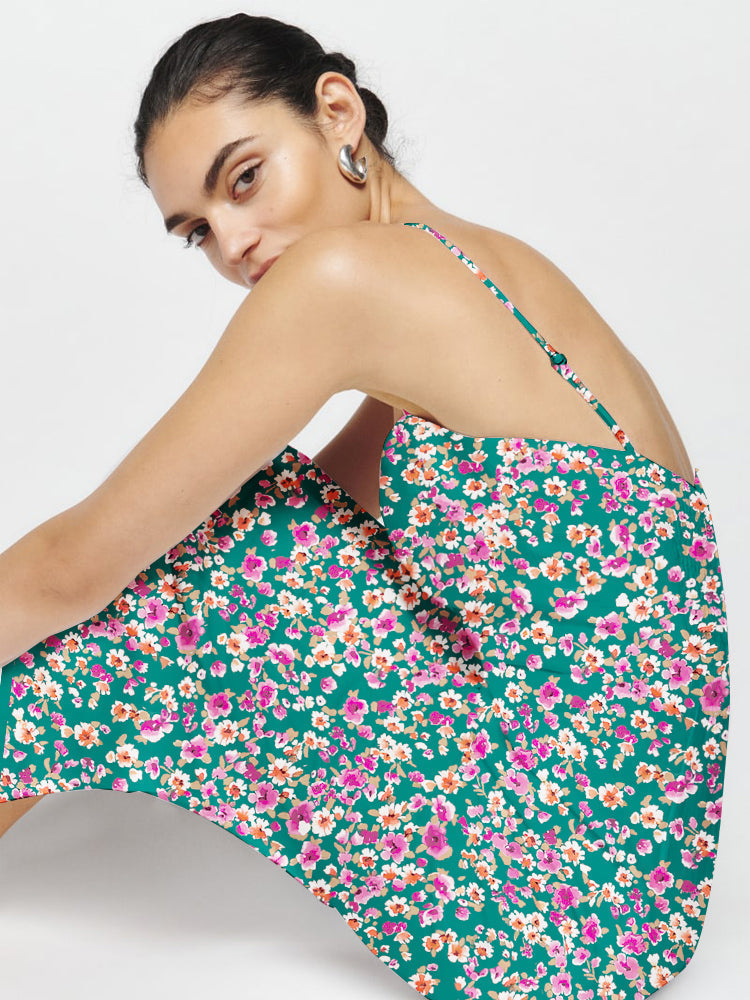 Multi floral Smocking Back Slit Maxi Dress