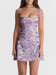 Aster Printed A-line Low Back Charmaine Mini Dress