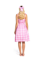 Barbie Pink Plaid Printed Cami Midi Dress