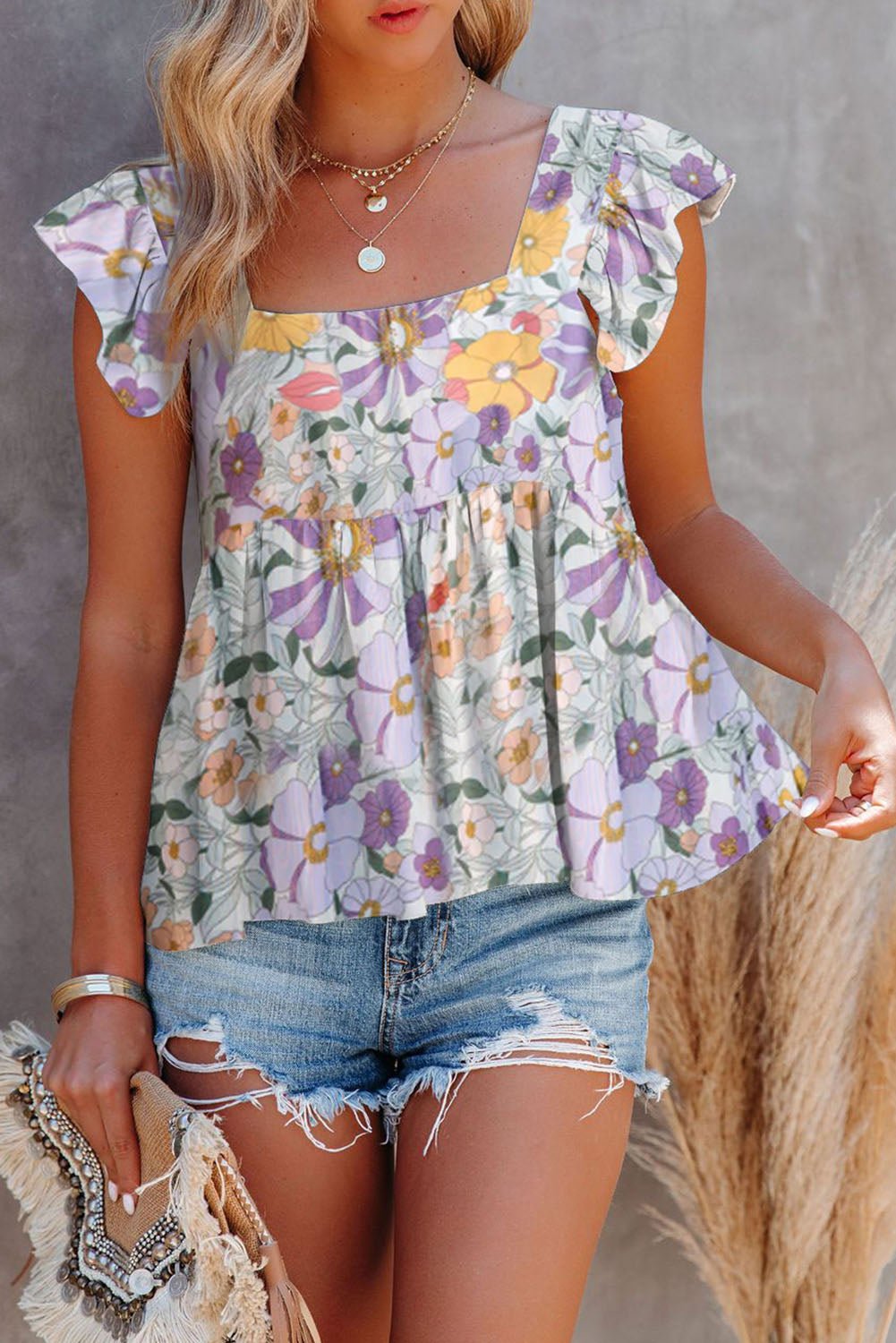 White Ruffled Tank Floral Dress