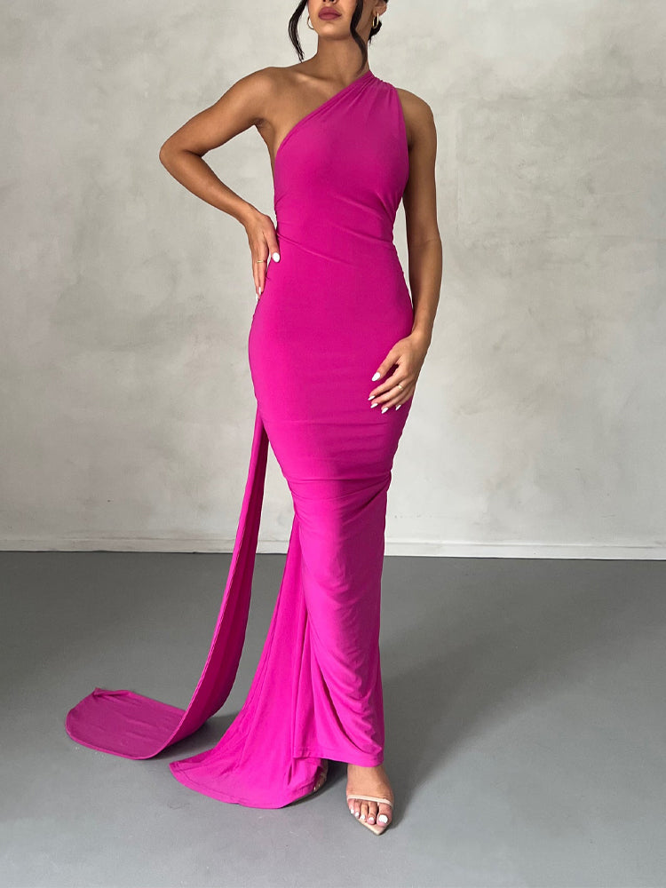 Elongated Sash Halter Sleeveless Open Back Maxi Dress