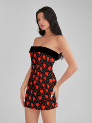 PASADENA Heart Polka Dots Strapless Corset Mini Dress