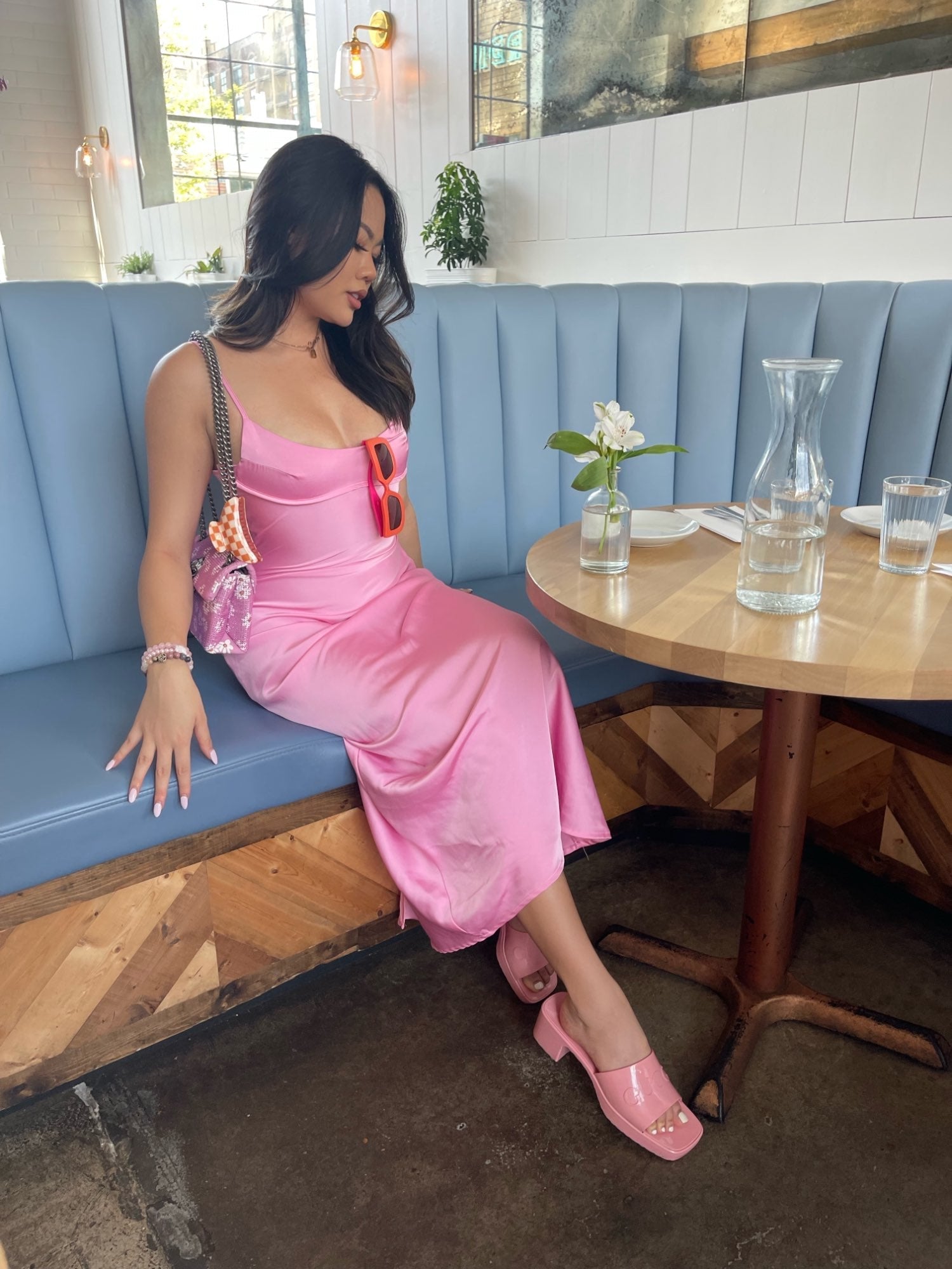 Satin Sleeveless Backless Slit Midi Dress