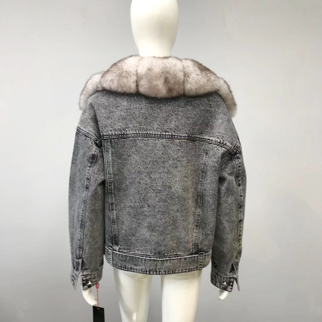 Denim Jackets Real Fur Collar