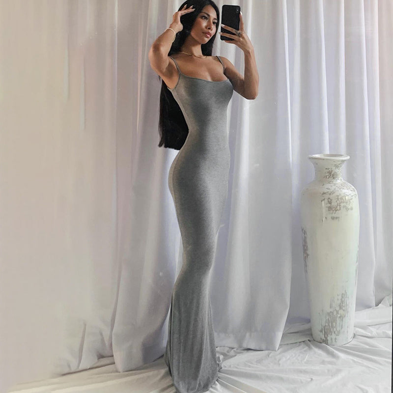 Slip Sleeveless Backless Slim Maxi Dress