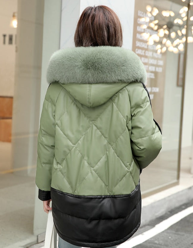 Genuine Leather Jacket Duck Down Puffer