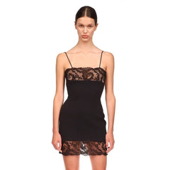 Black Lace Strap Bodycon Mini Dress