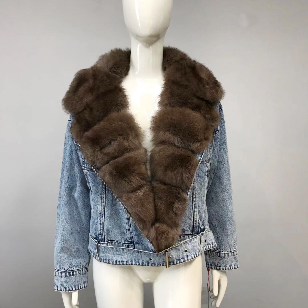 Denim Jackets Real Fur Collar