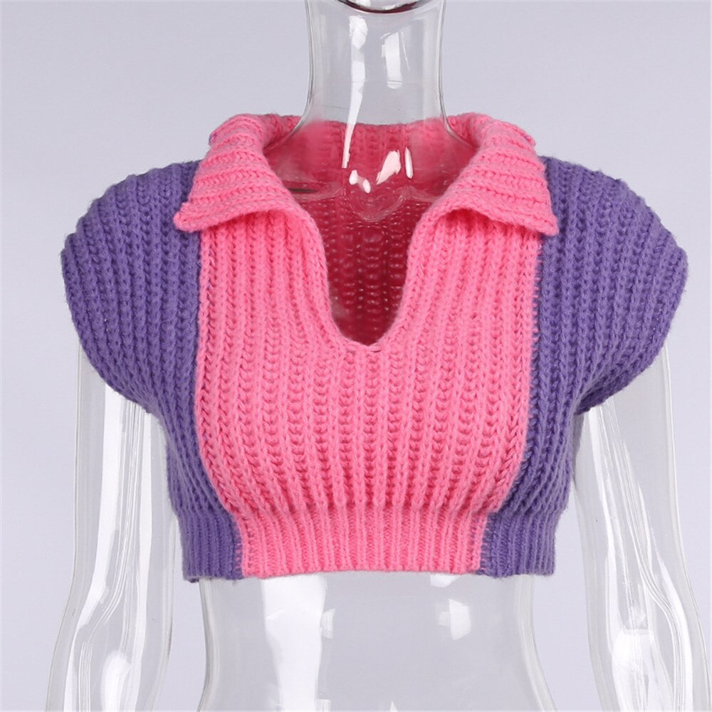 Collar Knit Crop Sweater