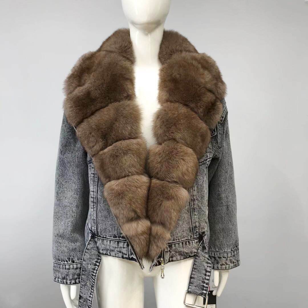 Denim Jackets Real Fur Collar