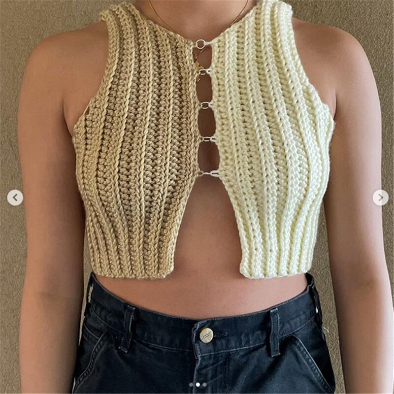 Contrast Knit Tank Top