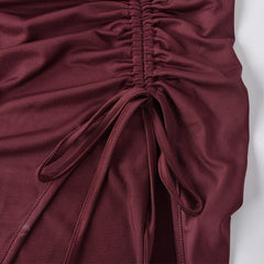 Burgundy Ring Tube Midi Dress