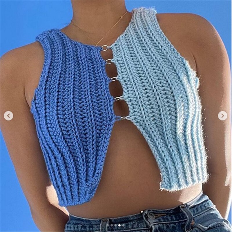 Contrast Knit Tank Top