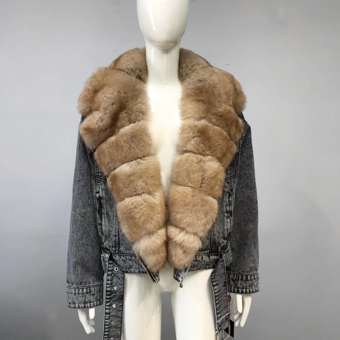 Denim Jackets Real Fur Collar