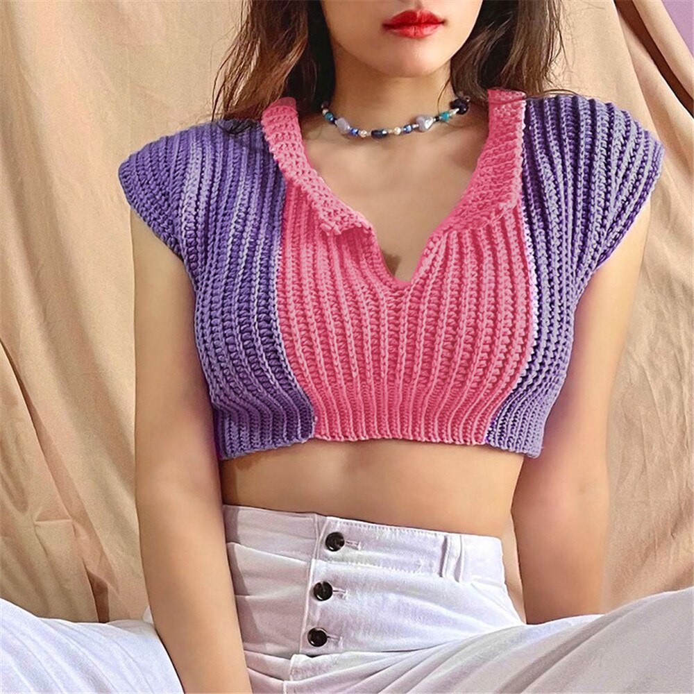 Collar Knit Crop Sweater