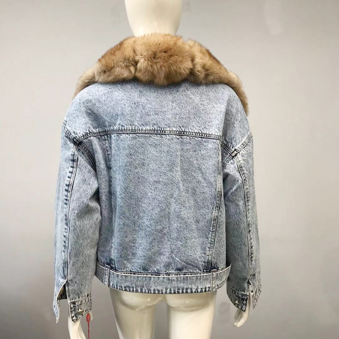 Denim Jackets Real Fur Collar