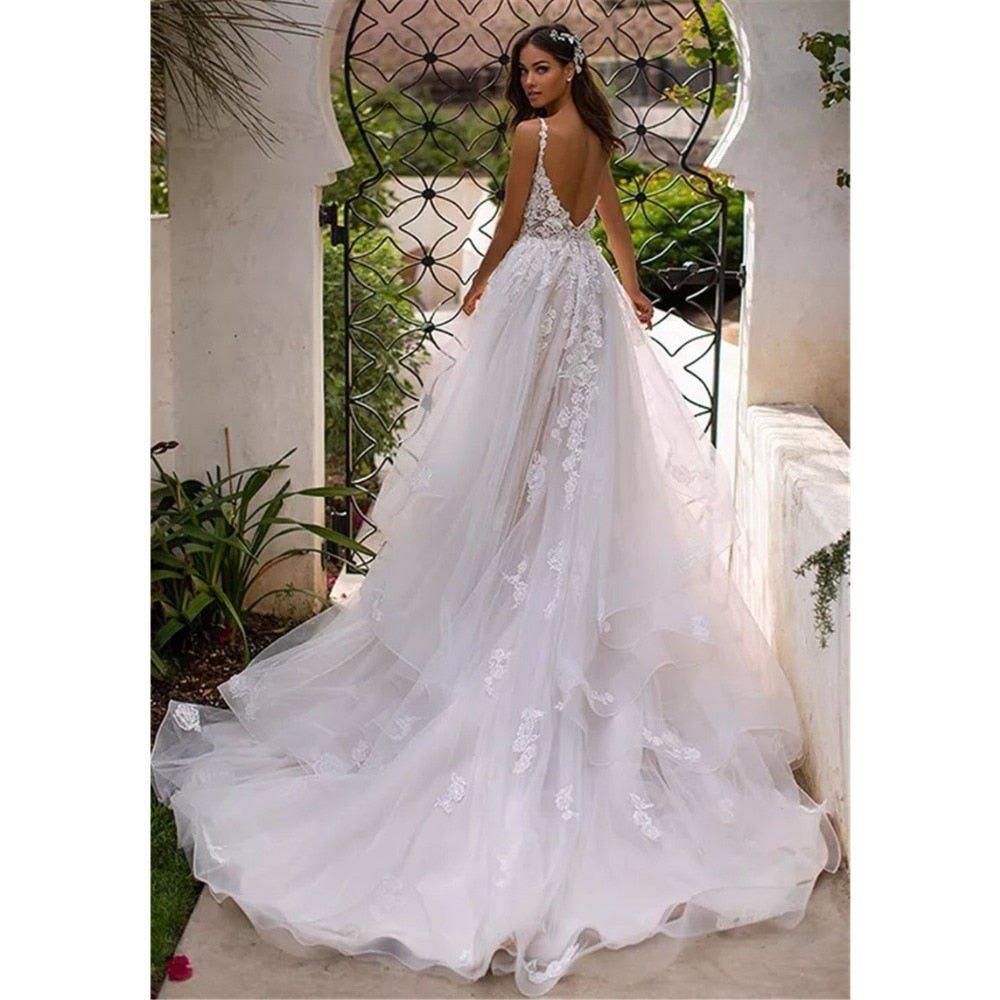 3D Flowers Bride Dress