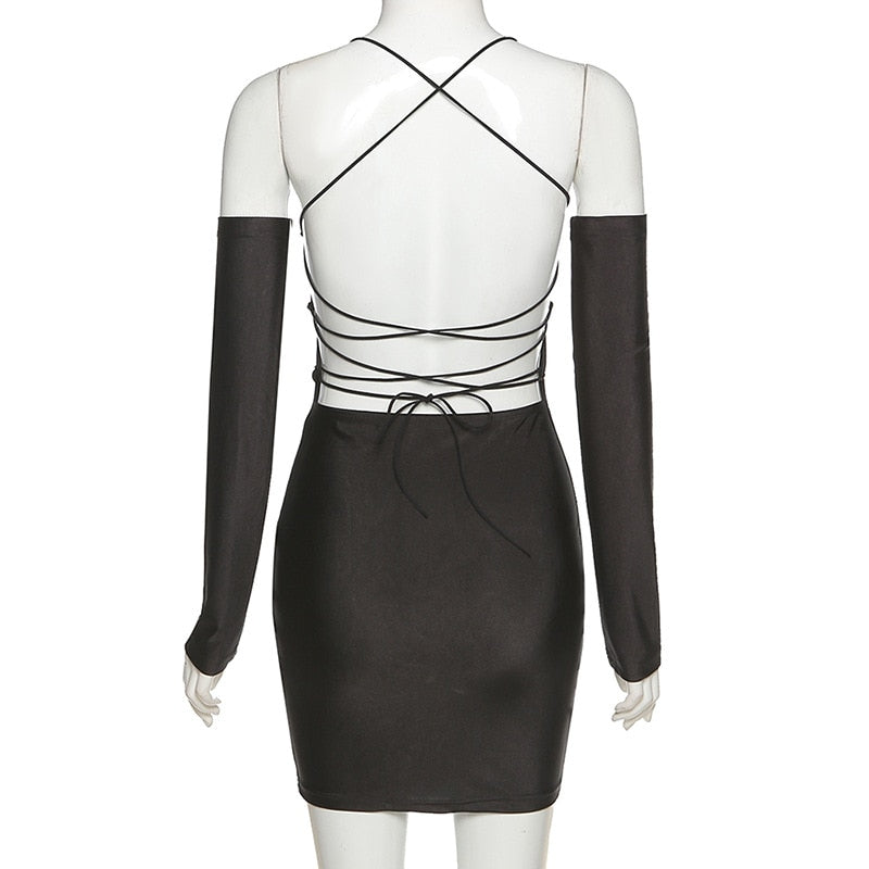 Black Bandage Backless Mini Dress