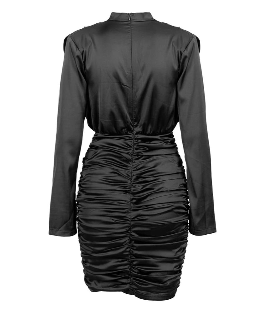 Black Loose Upper Body Pleated Bodycon Dress