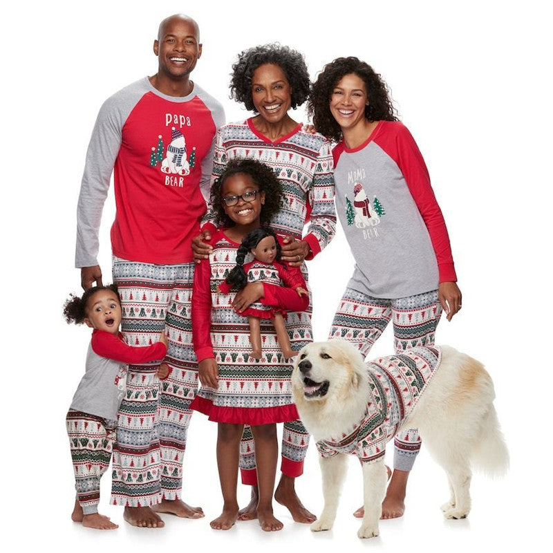 Bear Print Christmas Family Matching Pajamas Sets