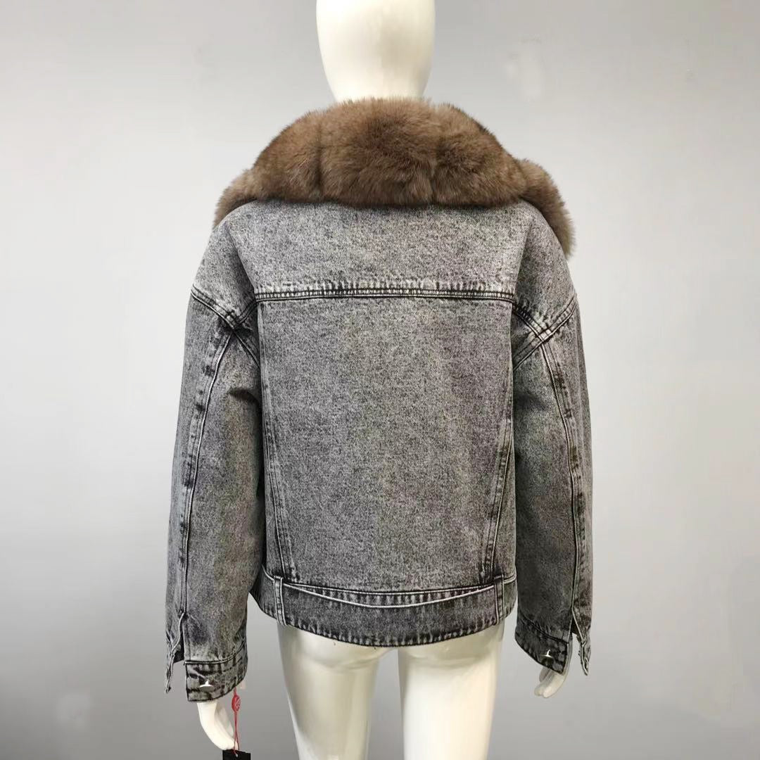 Denim Jackets Real Fur Collar