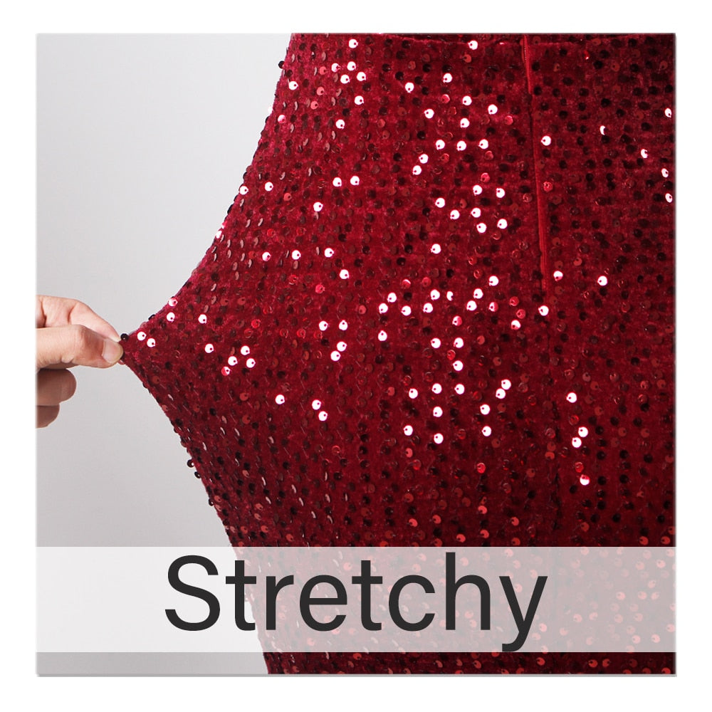 Burgundy Long Sleeve Sequin Floor-Length Dress