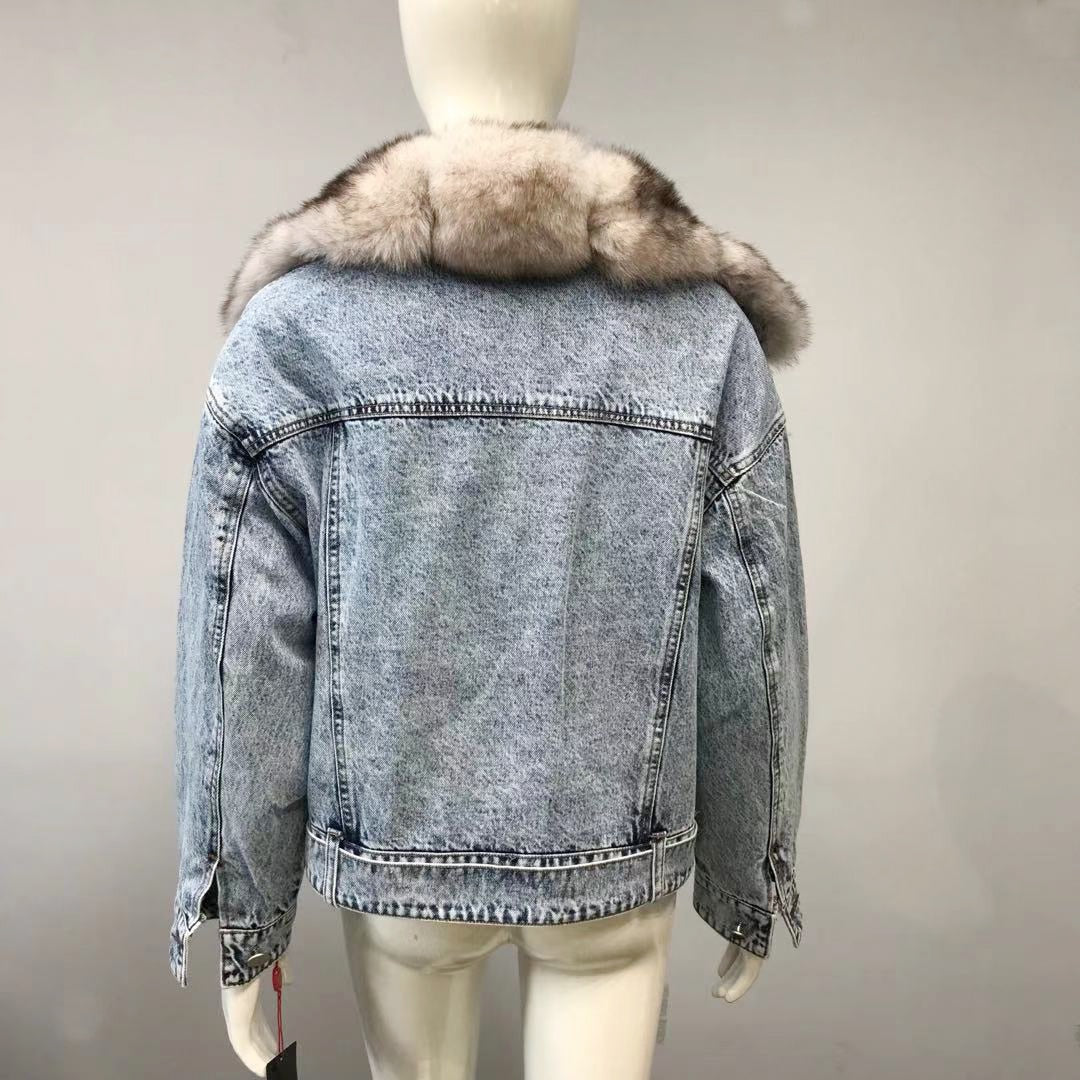 Denim Jackets Real Fur Collar