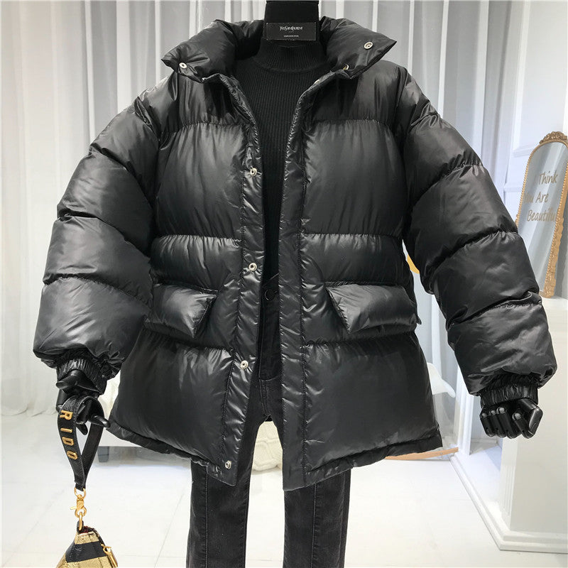 Cotton Down Loose Belt Puffer Jackets