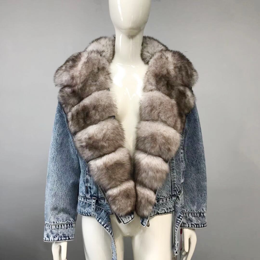 Denim Jackets Real Fur Collar