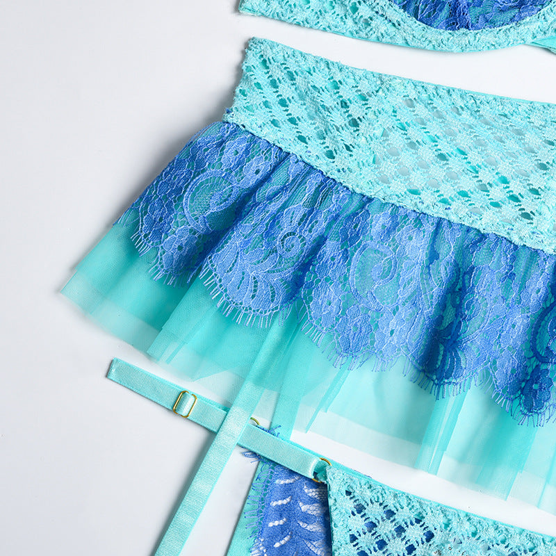 Blue Frill Details 3-Piece Set