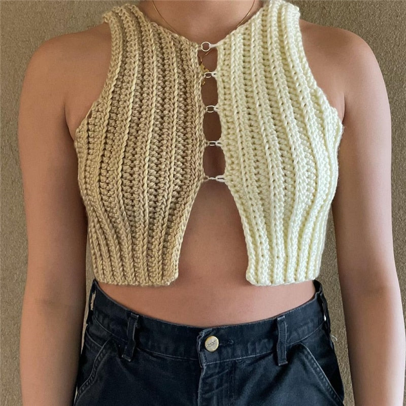 Contrast Knit Tank Top