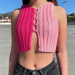 Contrast Knit Tank Top