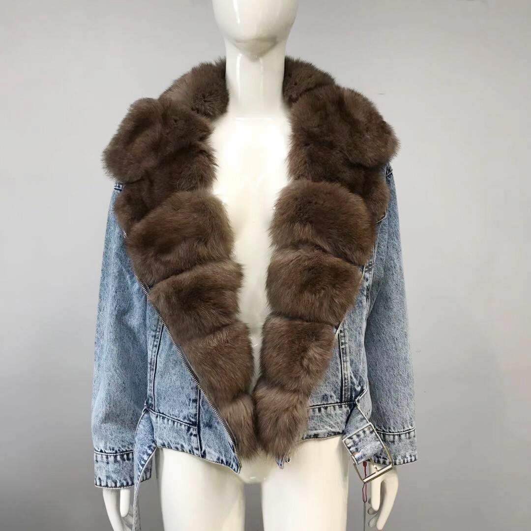 Denim Jackets Real Fur Collar