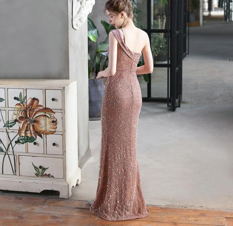 One Shoulder Mermaid Sequin Gowns