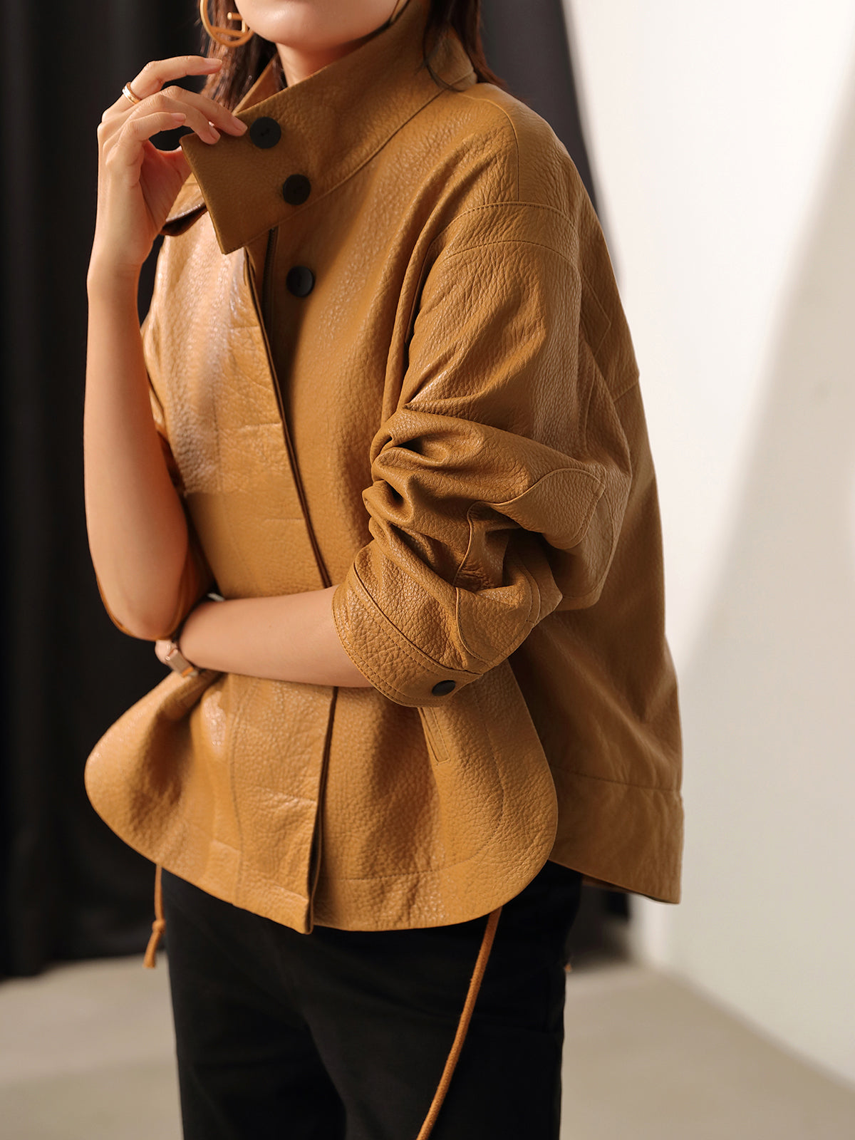 Genuine Leather Loose Short Coats