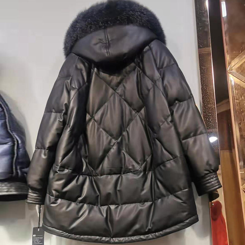 Genuine Leather Jacket Duck Down Puffer