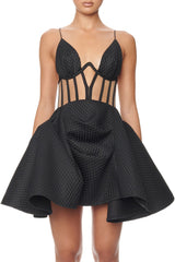 Black Mesh Corset Mini Dress