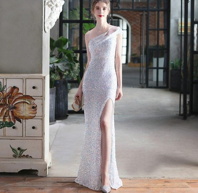 One Shoulder Mermaid Sequin Gowns