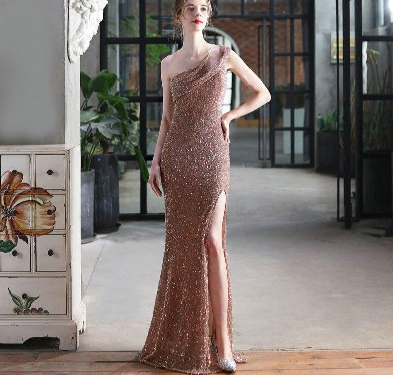 One Shoulder Mermaid Sequin Gowns