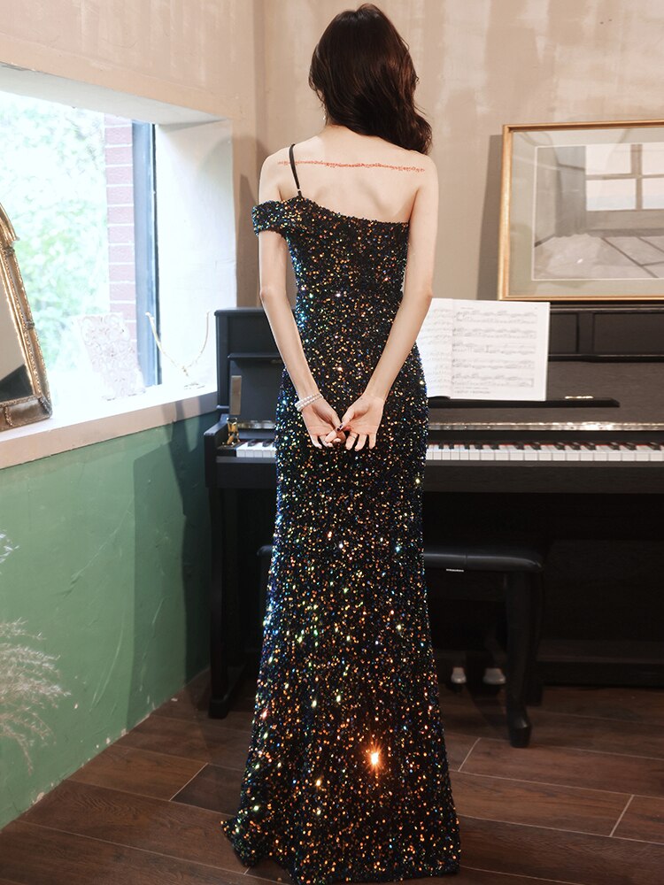 One Shoulder Mermaid Sequin Gowns