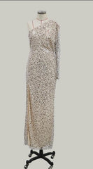 One Shoulder Leopard Bronzing Sequin Maxi Dress