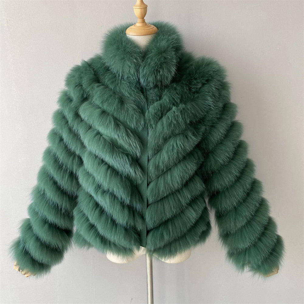 Reversible Knitted Real Fur Coats Silk Liner