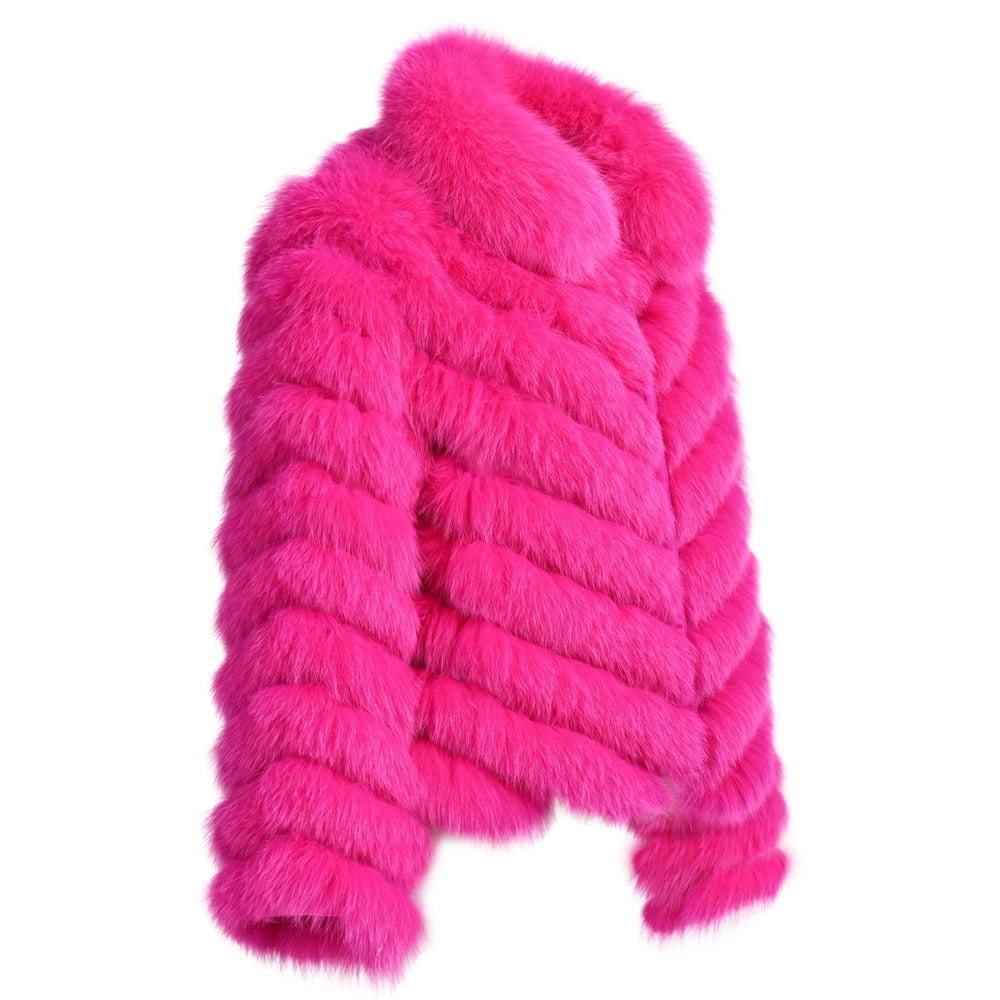 Reversible Knitted Real Fur Coats Silk Liner