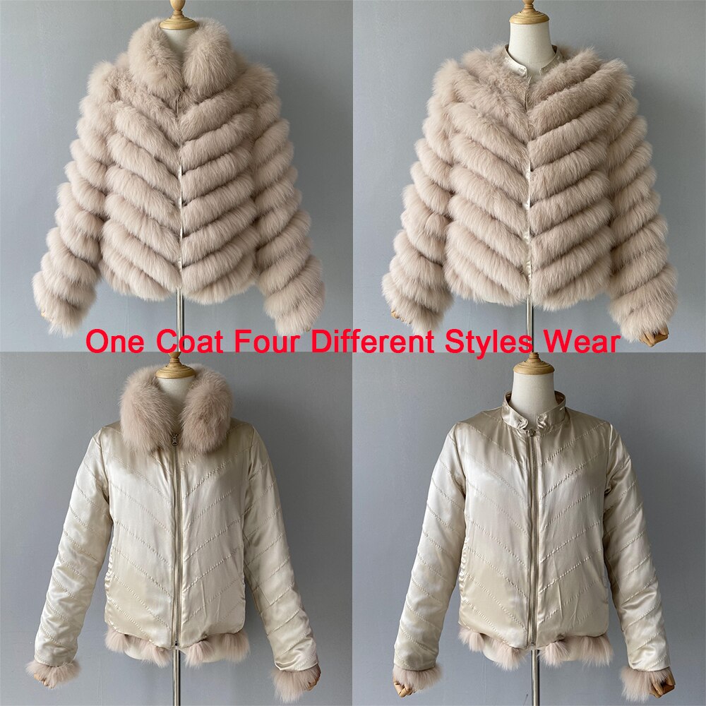 Reversible Knitted Real Fur Coats Silk Liner