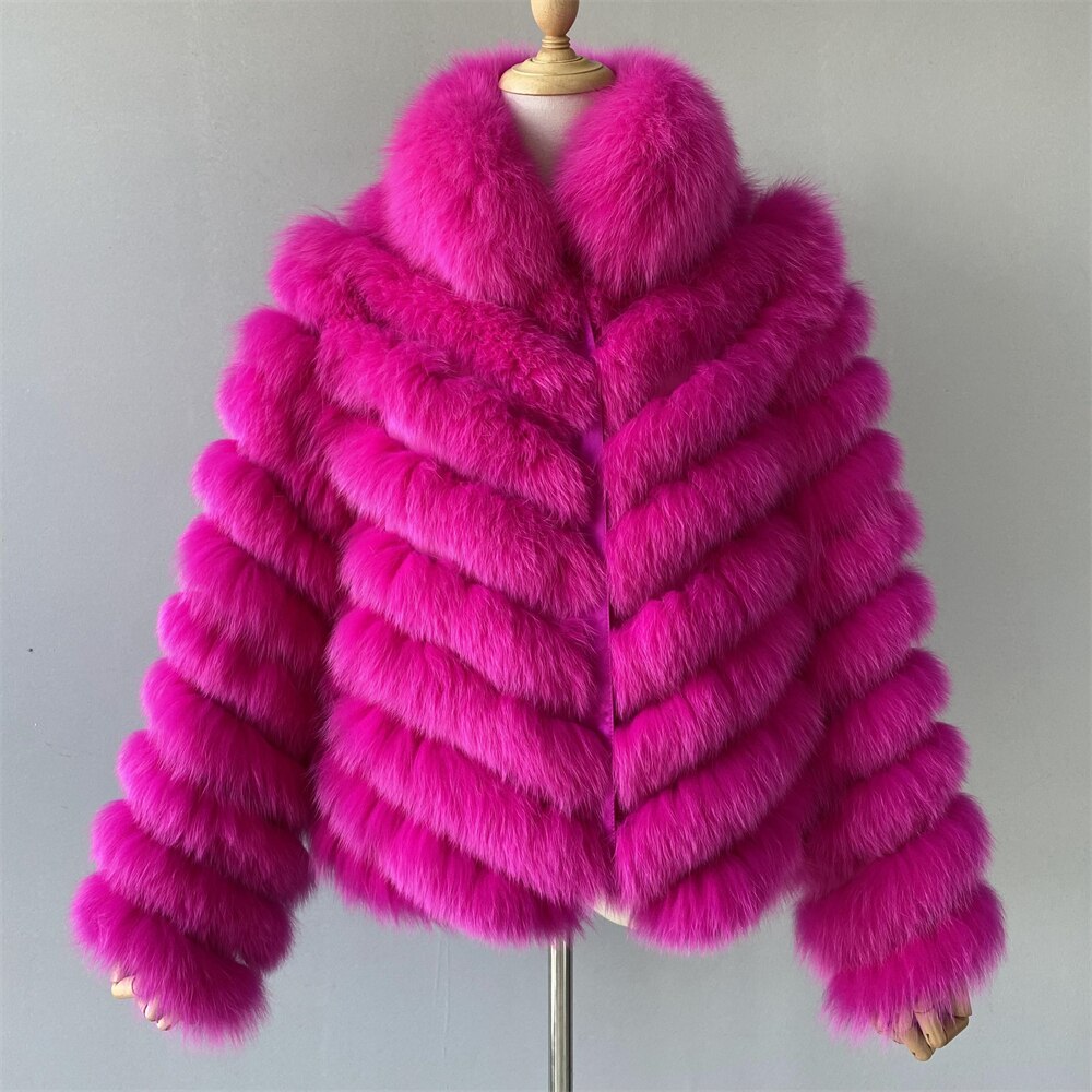 Reversible Knitted Real Fur Coats Silk Liner